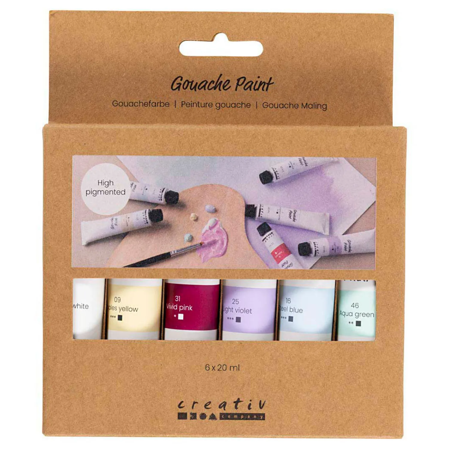 Gouacheverf Pastelkleuren - 6x20ml.>Creativ Company New