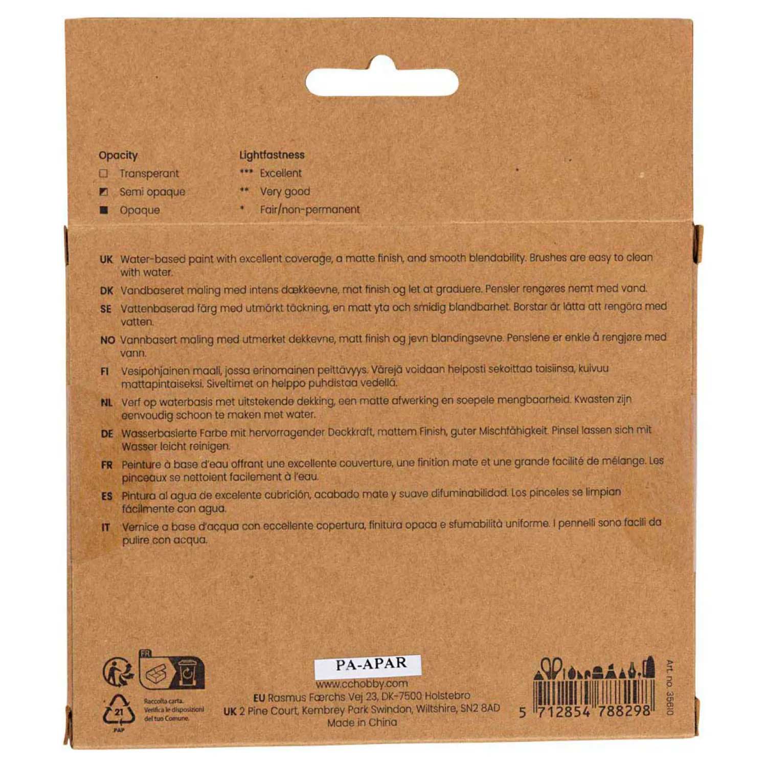 Gouacheverf Pastelkleuren - 6x20ml.>Creativ Company New