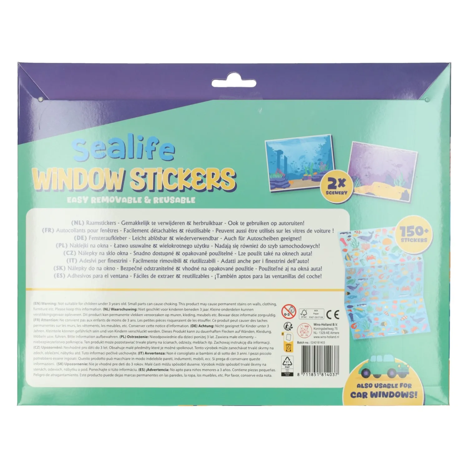 Wins Holland Herbruikbare Zeedieren Raamstickers, 150st. Online