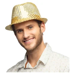 Hoed Popster Pailetten Goud-Boland New