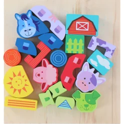 Houten Blokken Boerderij, 20dlg.- Clearance