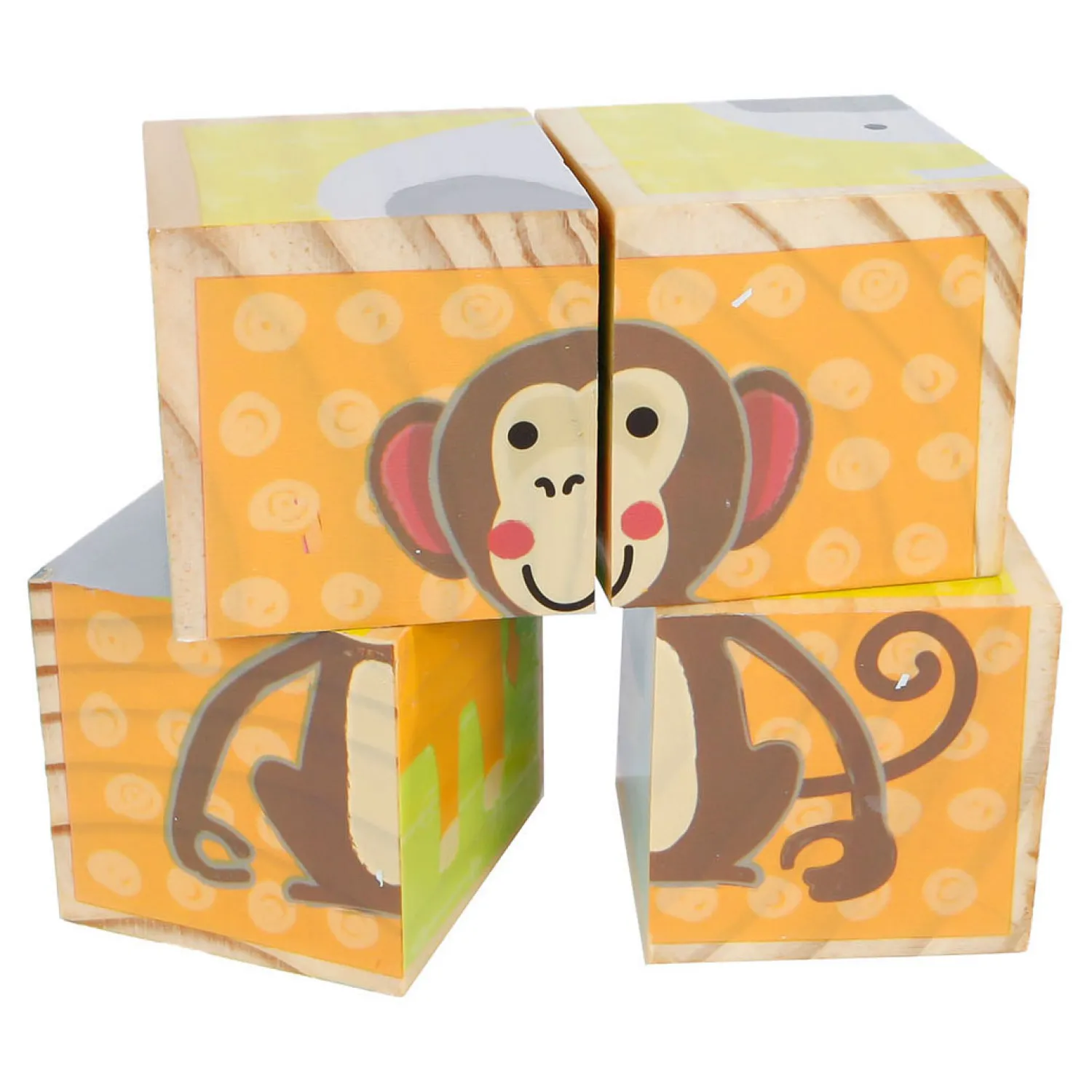 Houten Blokpuzzel Dieren FSC, 4st.- Outlet