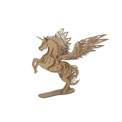 Houten Bouwpakket 3D Eenhoorn met Vleugels- New