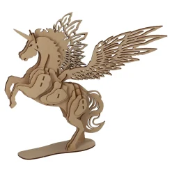 Houten Bouwpakket 3D Eenhoorn met Vleugels- New
