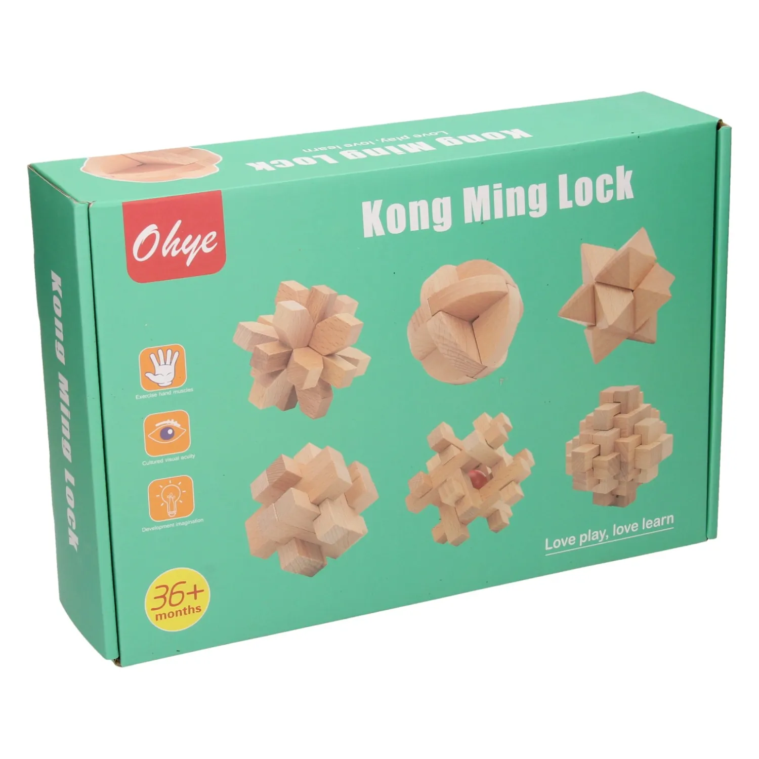 Houten Breinpuzzel Set, 6st.- Best