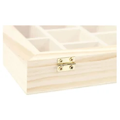Houten Doos met Glazen Deksel en 10 vakken-Creativ Company