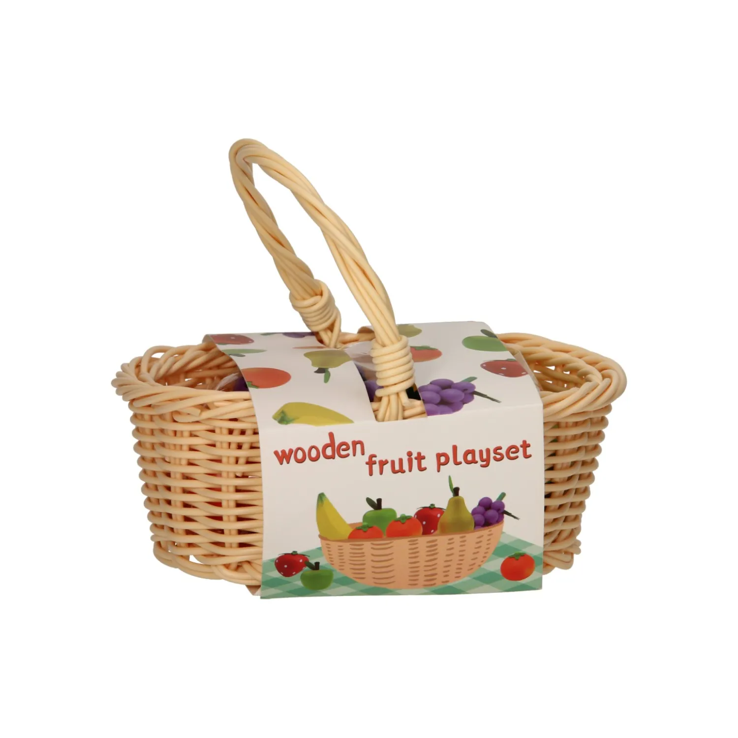 Houten Fruit in Picknickmand, 7dlg.- Outlet