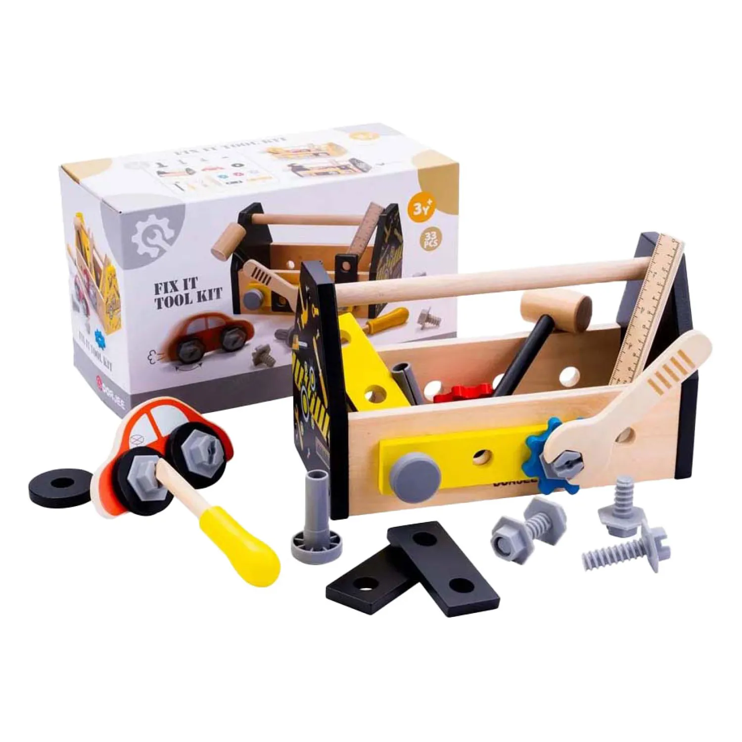 Houten Gereedschapskist Zwart, 33dlg Clearance