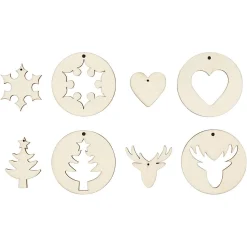 Creativ Company Houten Kersthangers 2in1, 8st. Clearance