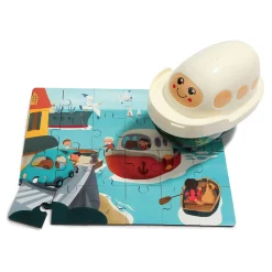 Topbright Houten Legpuzzel Haven met Stoomboot, 24st. Outlet
