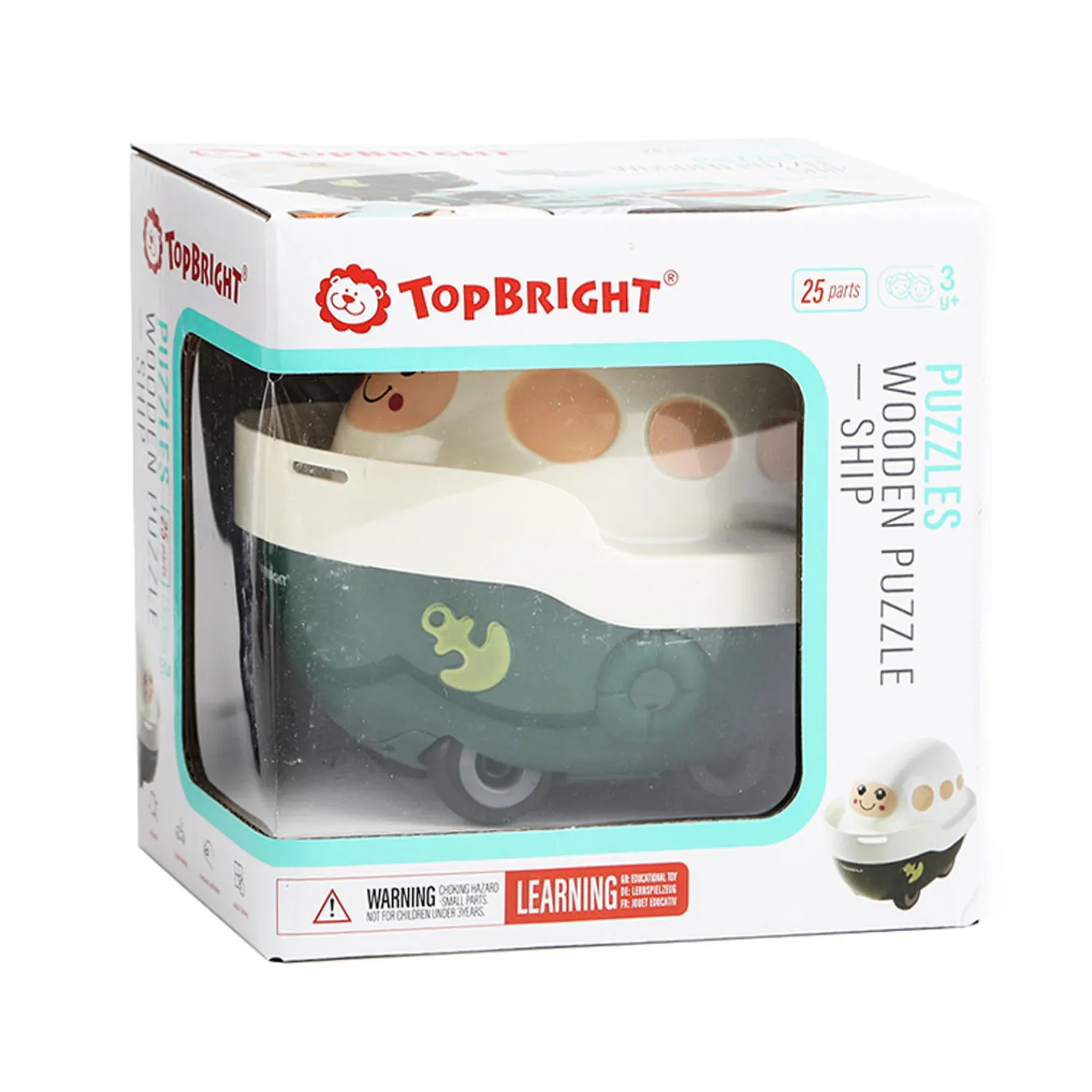 Topbright Houten Legpuzzel Haven met Stoomboot, 24st. Outlet