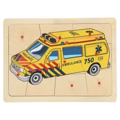 Houten Noppenpuzzel Ambulance, 9st.>Playwood Best