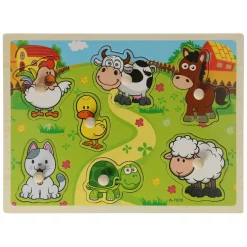 Houten Noppenpuzzel Boerderijdieren, 7st. Sale
