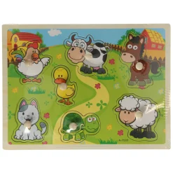 Houten Noppenpuzzel Boerderijdieren, 7st. Sale