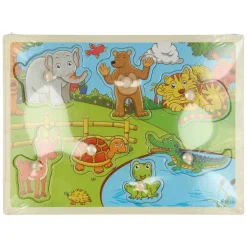 Houten Noppenpuzzel Dierentuin Dieren, 7st.- Sale