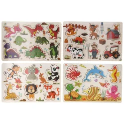 Houten Noppenpuzzel Thema, 6st.- Clearance