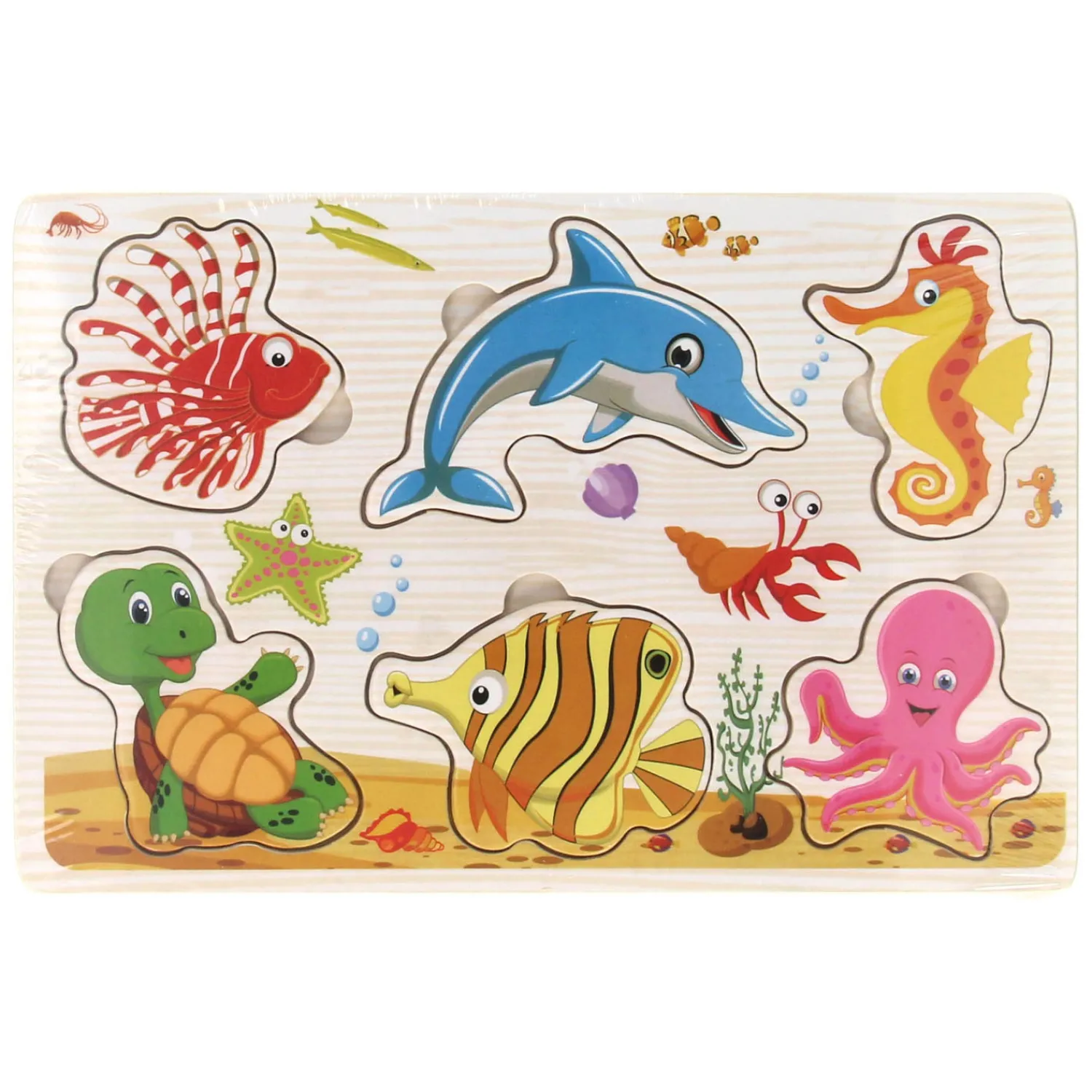 Houten Noppenpuzzel Thema, 6st.- Clearance