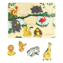 Playwood Houten Noppenpuzzel Wilde Dieren, 10st. Outlet