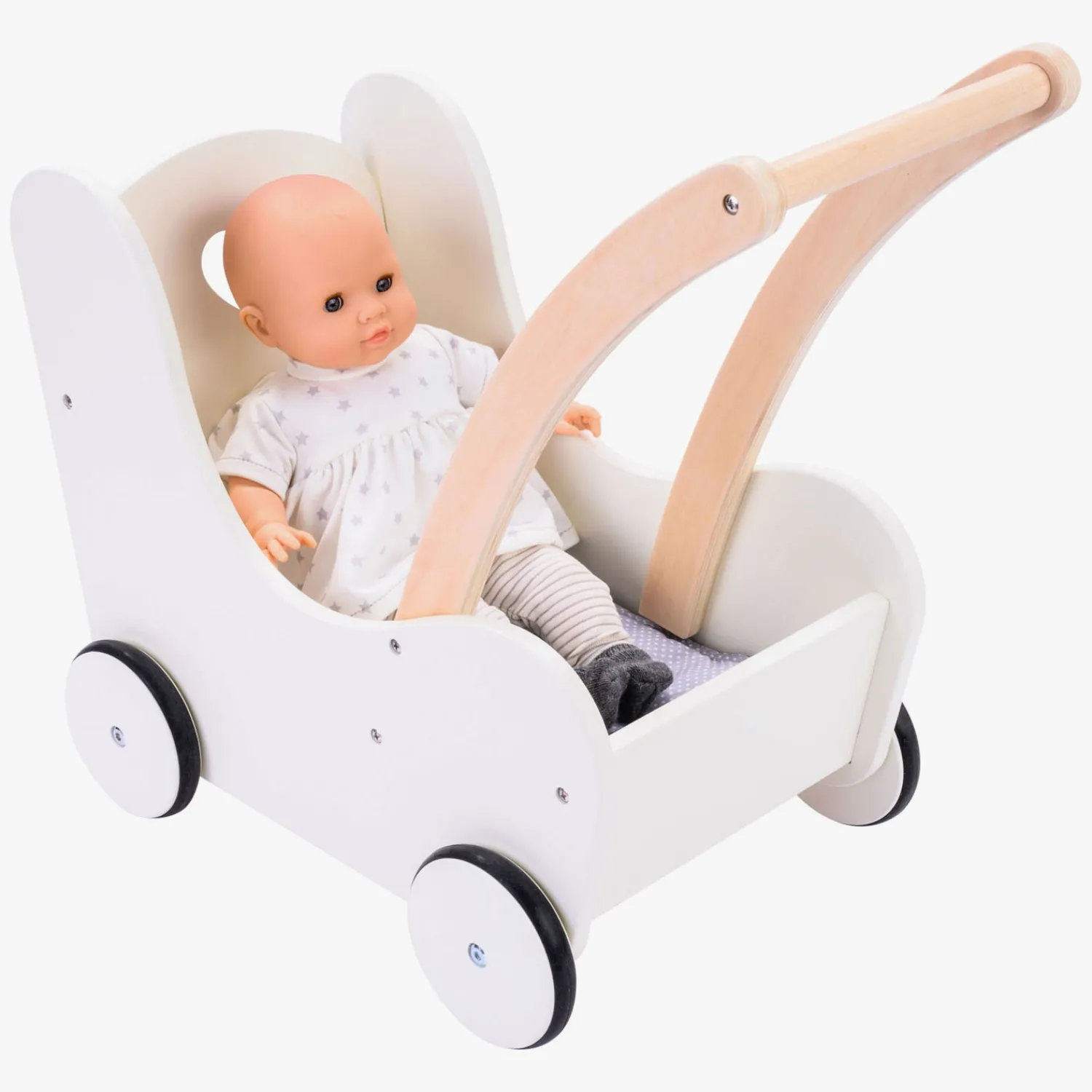 Houten Poppenloopwagen Grijs/Wit> Online
