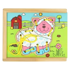 Houten Rijgpuzzel Boerderij, Set van 4><noscript><img width=