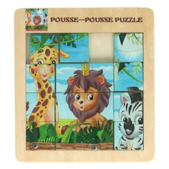 Houten Schuifpuzzel Wilde Dieren, 15st.>