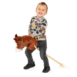 Houten Stokpaard met Geluid Bruin-Playwood Outlet