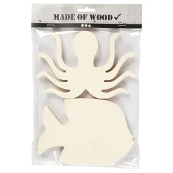 Houten Zeedieren Inktvis en Vis, 2st.-Creativ Company Online