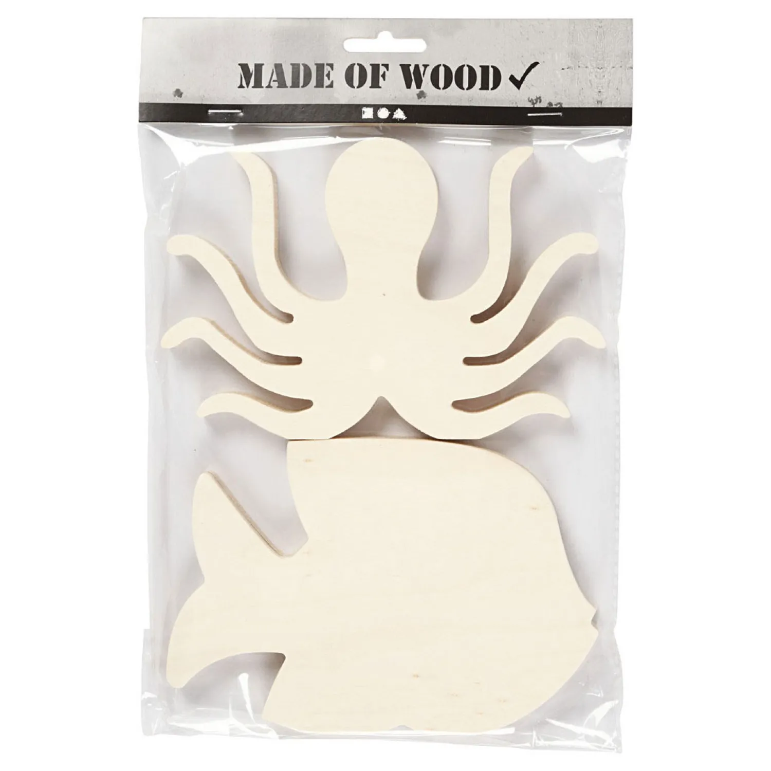 Houten Zeedieren Inktvis en Vis, 2st.-Creativ Company Online