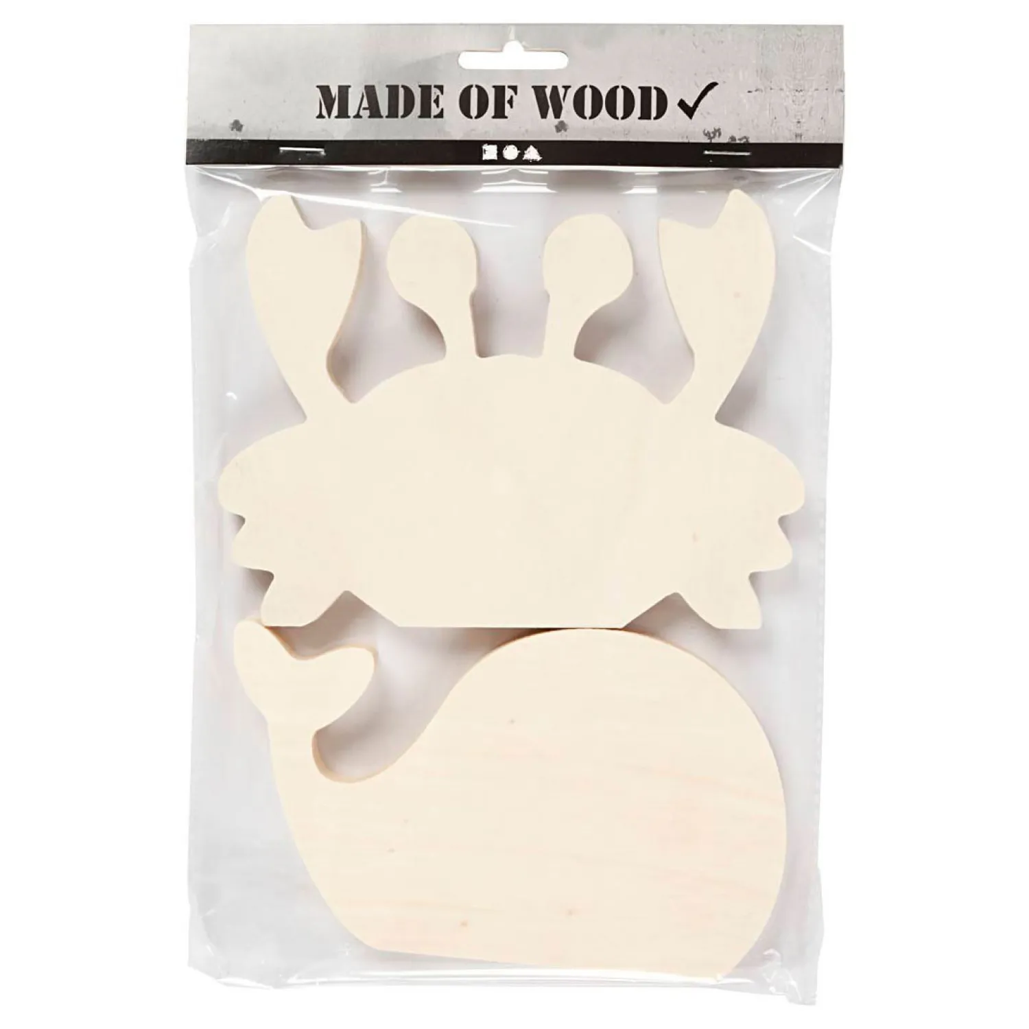 Houten Zeedieren Krab en Walvis, 2st.-Creativ Company Outlet