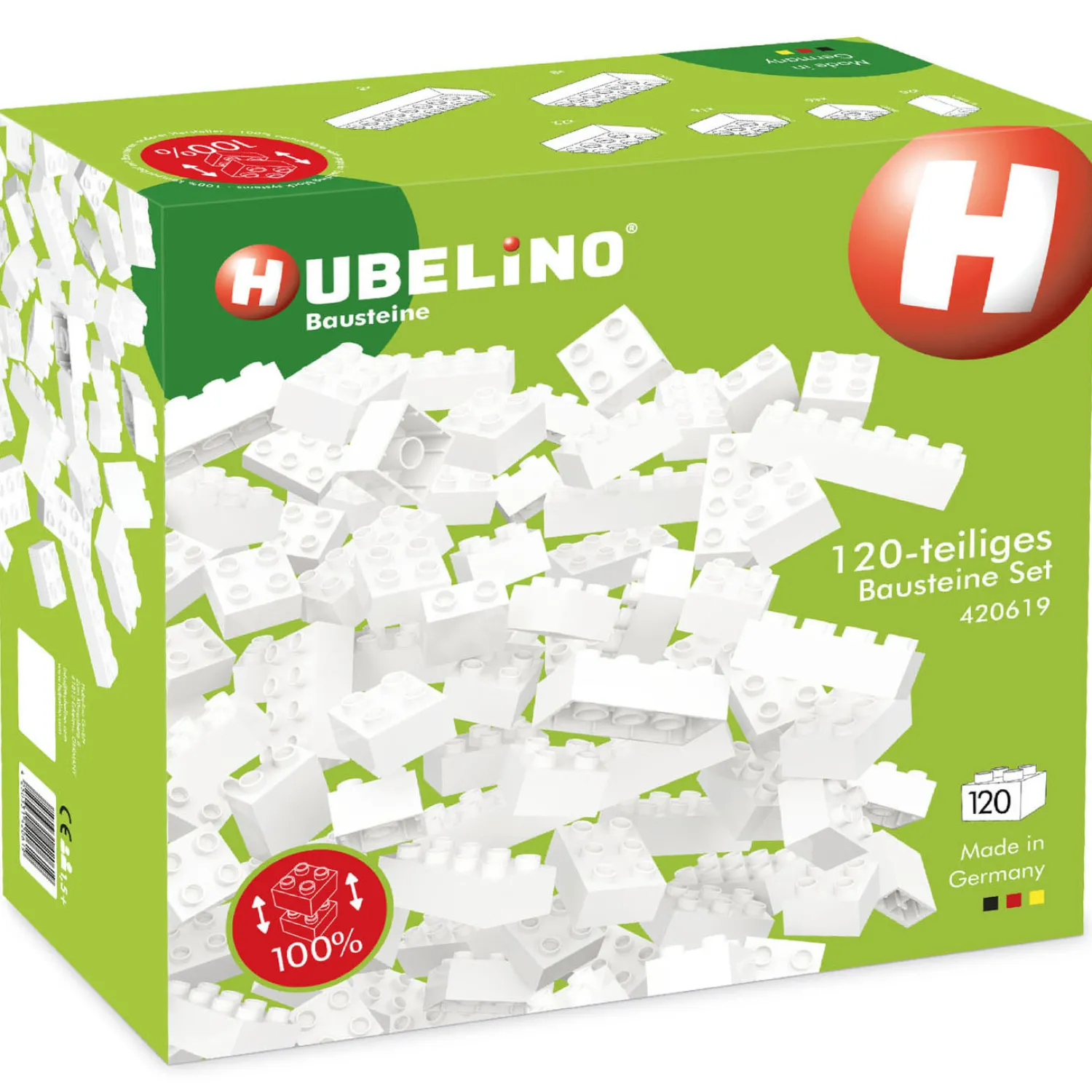 Bouwstenen Wit - 120dlg.-Hubelino Outlet