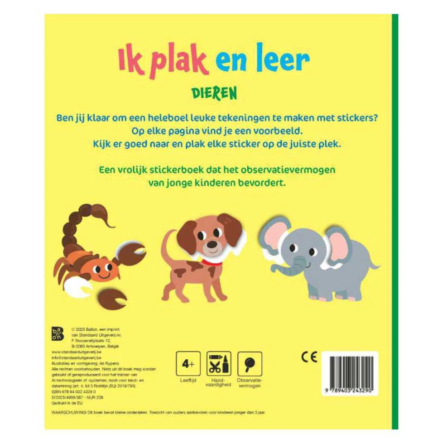 Standaard Uitgeverij Ik Plak en Leer - Dieren 4-5 jaar Clearance