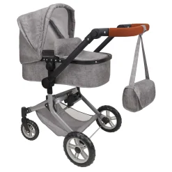2-in-1 Poppenwagen met Tas - Grijs- Outlet