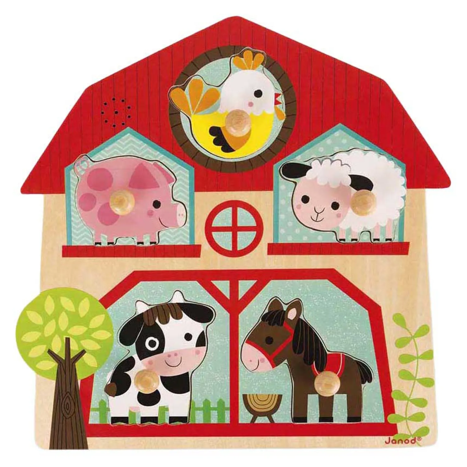 Muzikale Puzzel - De vrienden van de boerderij-Janod Outlet