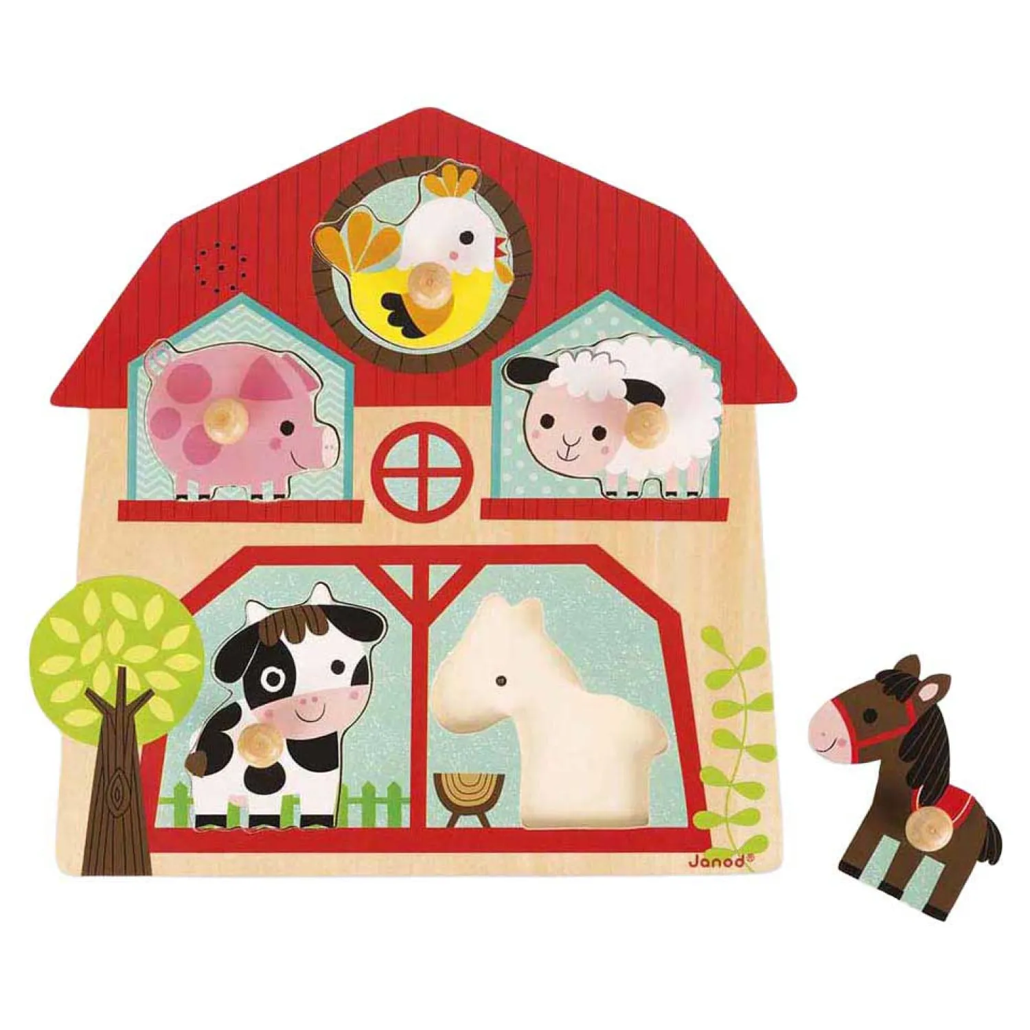 Muzikale Puzzel - De vrienden van de boerderij-Janod Outlet