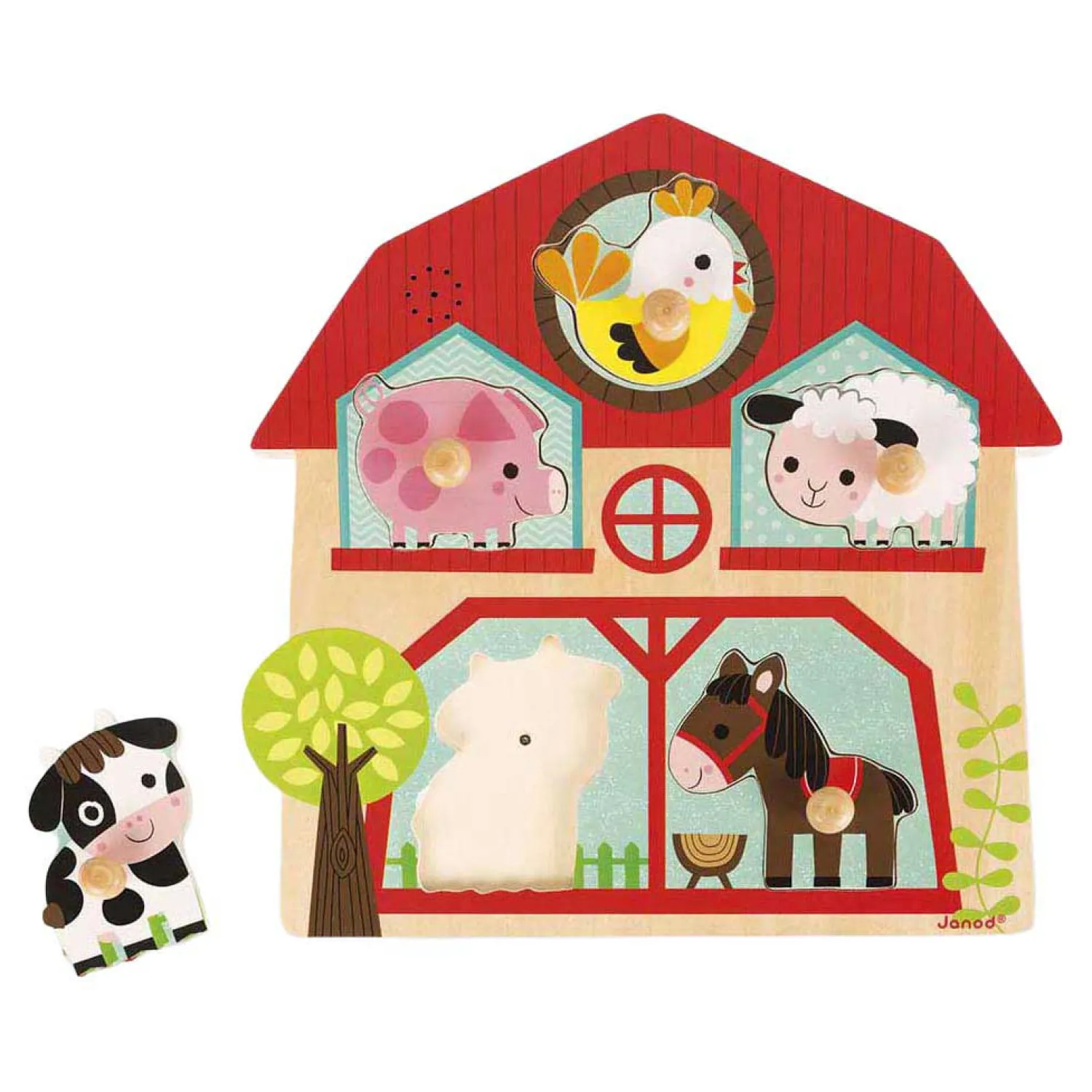 Muzikale Puzzel - De vrienden van de boerderij-Janod Outlet