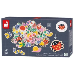 Pedagogie - Houten Zoekspel de Tuindiertjes 84dlg.>Janod Online