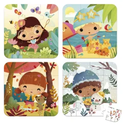 Janod Puzzel - Seizoenen Puzzels, 4in1 Clearance