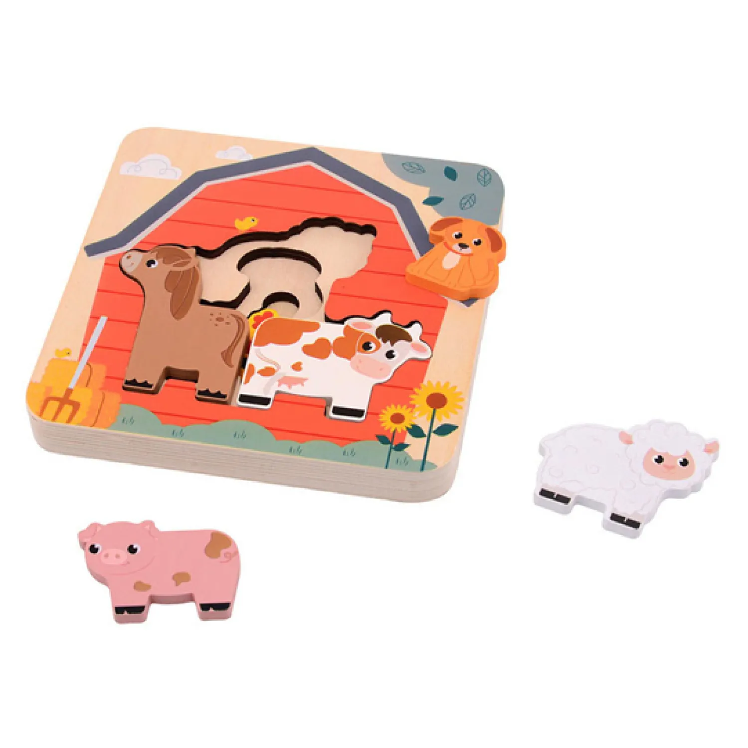 Houten Lagenpuzzel Boerderij, 7st.>Joueco Online