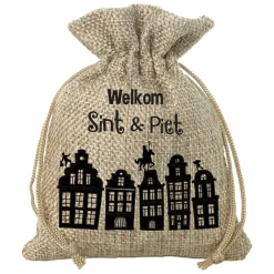 Folat BV Jute Cadeauzakje - Welkom Sint & Piet New