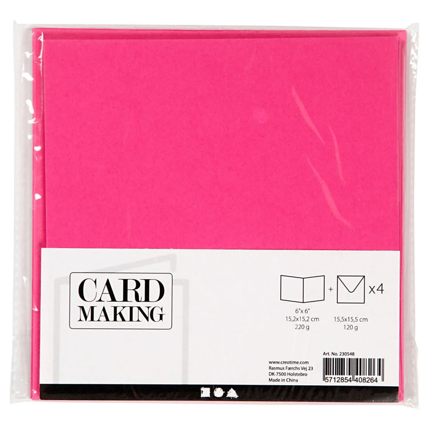 Kaarten en Enveloppen Donker Roze, 4st.>Creativ Company Best