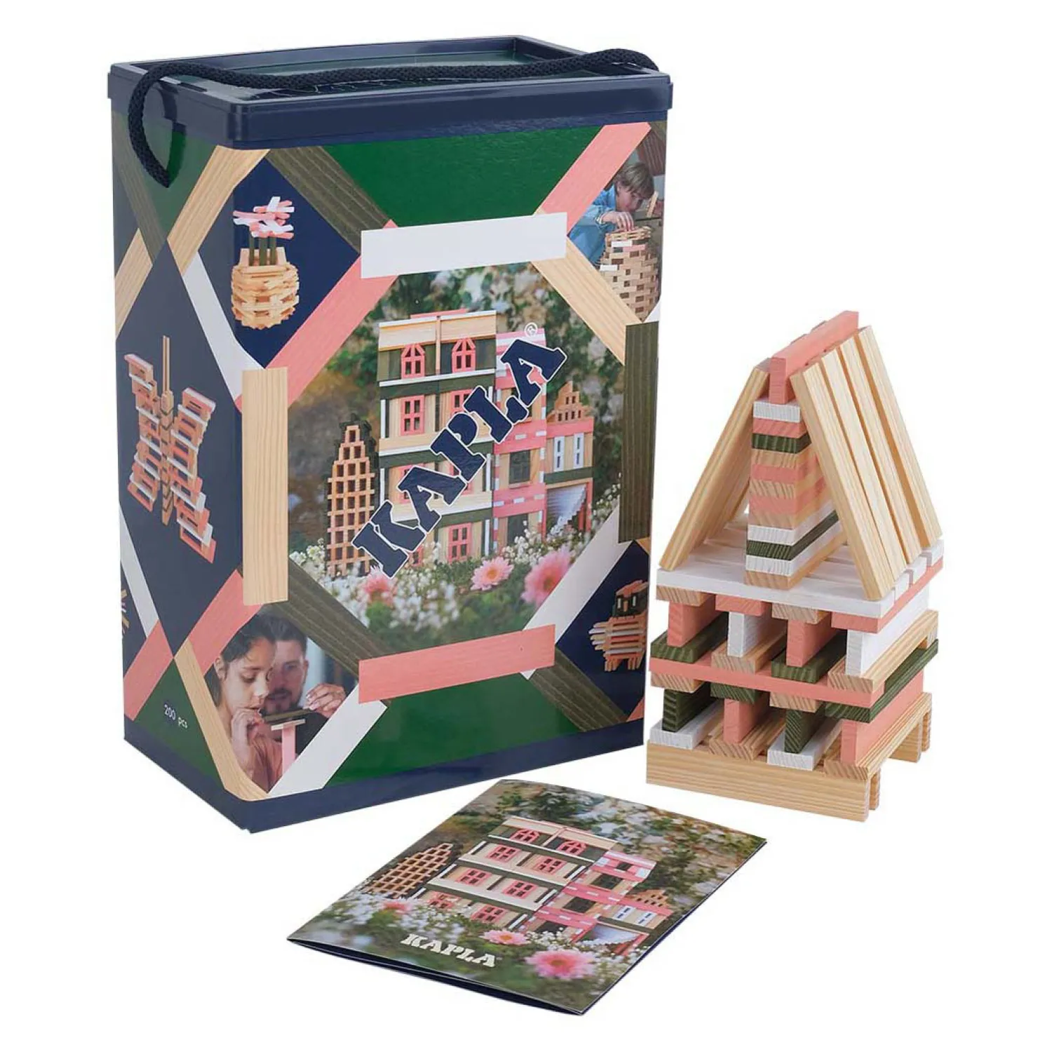 KAPLA Lentebox 140 Blanke Plankjes, 60 Gekleurde Plankjes