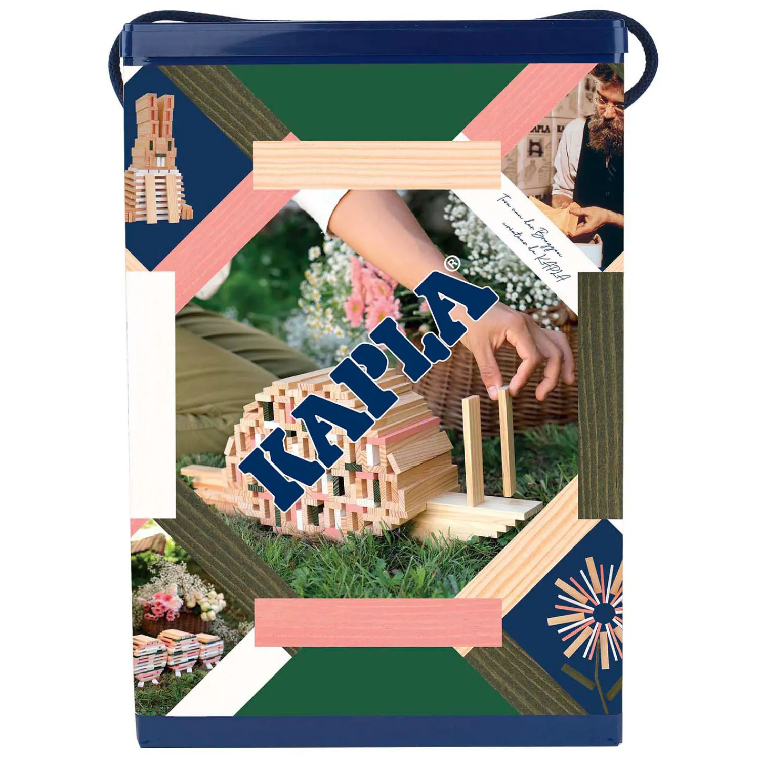 KAPLA Lentebox 140 Blanke Plankjes, 60 Gekleurde Plankjes