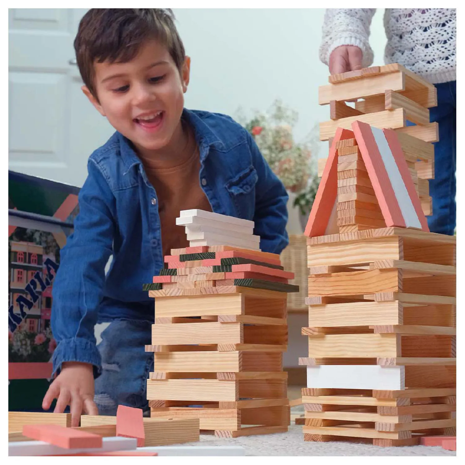 KAPLA Lentebox 140 Blanke Plankjes, 60 Gekleurde Plankjes