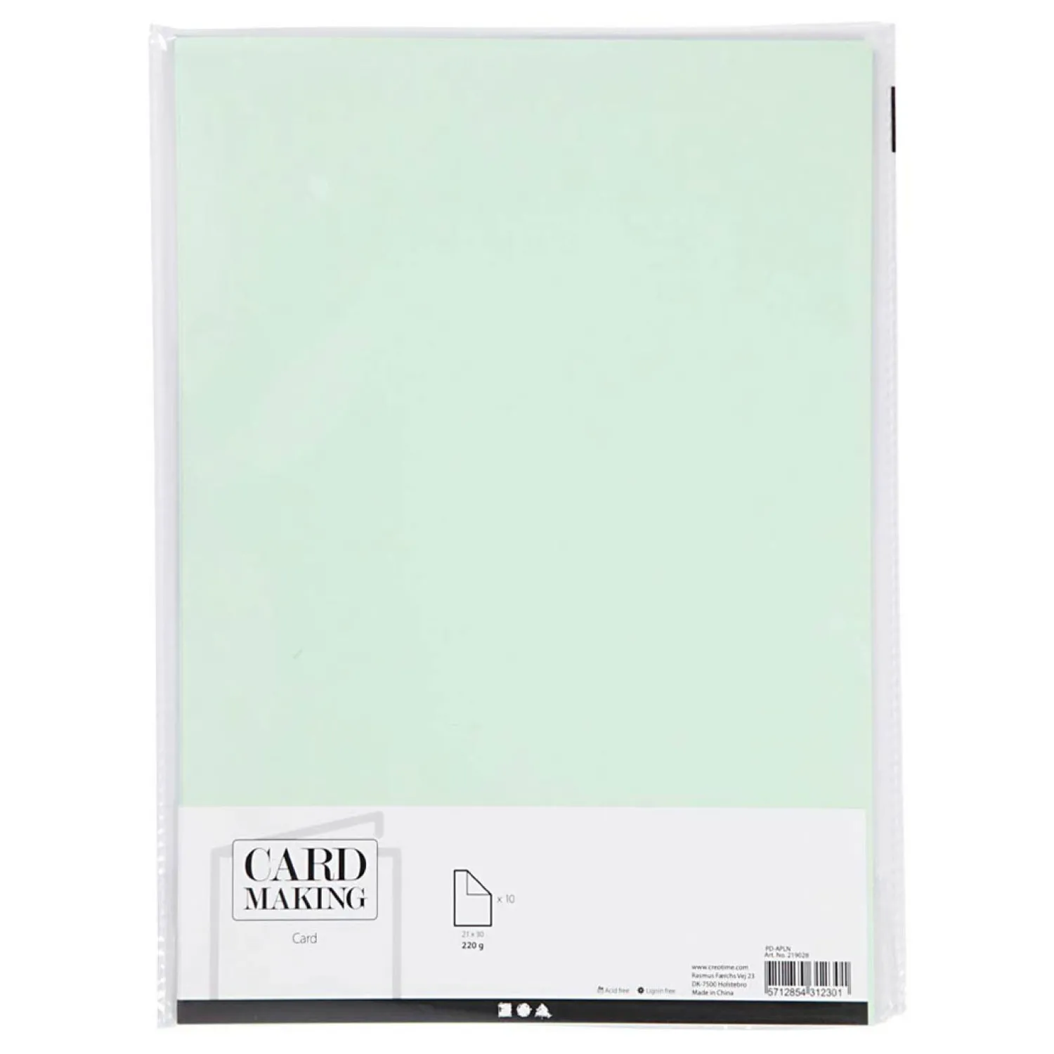 Karton Lichtgroen A4 220g, 10st.-Creativ Company Hot