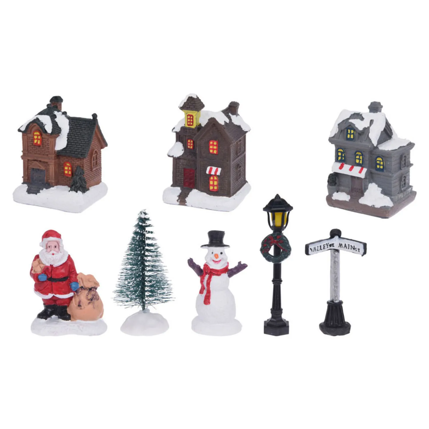 Kerstdorp met Led, 10dlg.> Discount