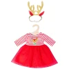 Kerstjurk met Haarband Rendier, maat 35-45 cm-Heless New