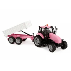 Kids Globe Die-cast Tactor met Aanhanger - Roze Sale