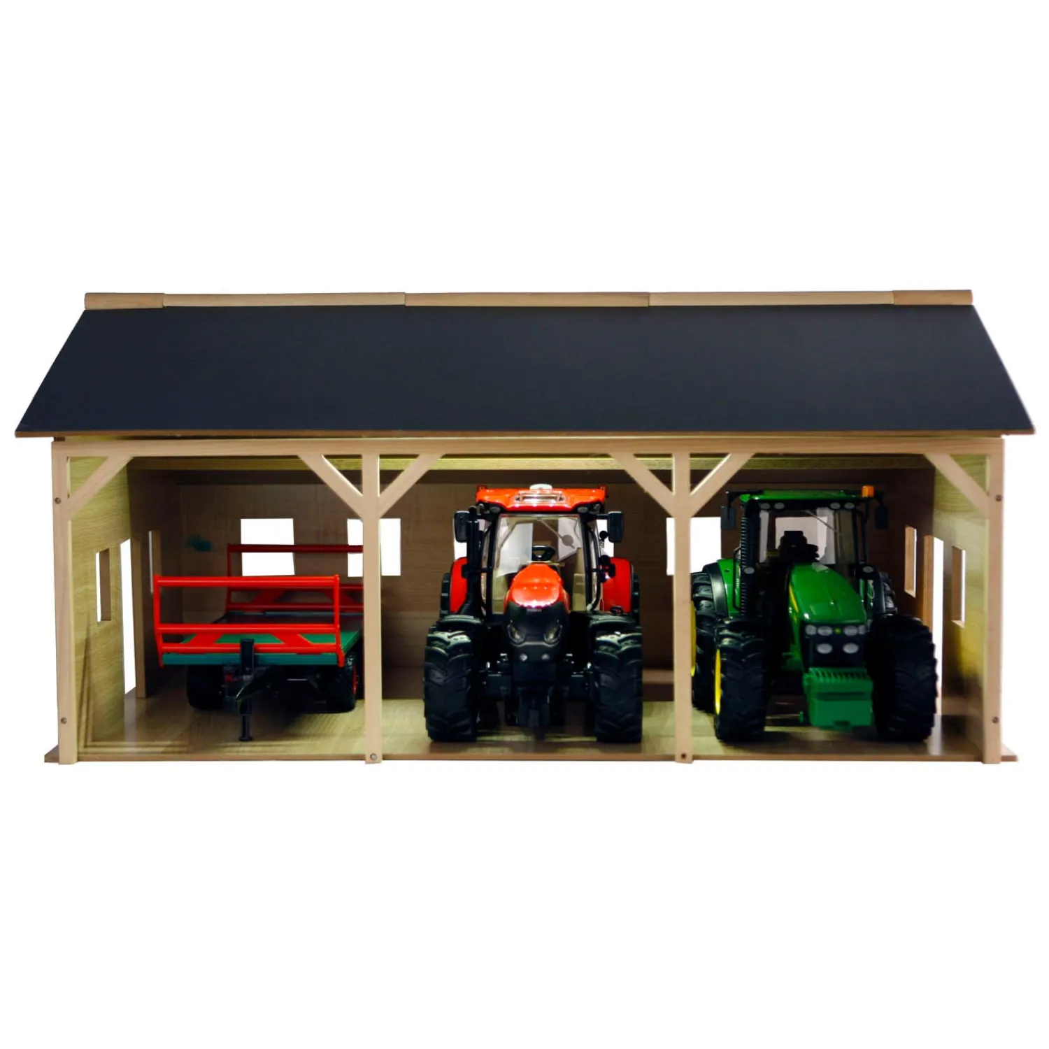 Kids Globe Landbouwloods Hout Voor 3 Tractoren, 1:16 Online