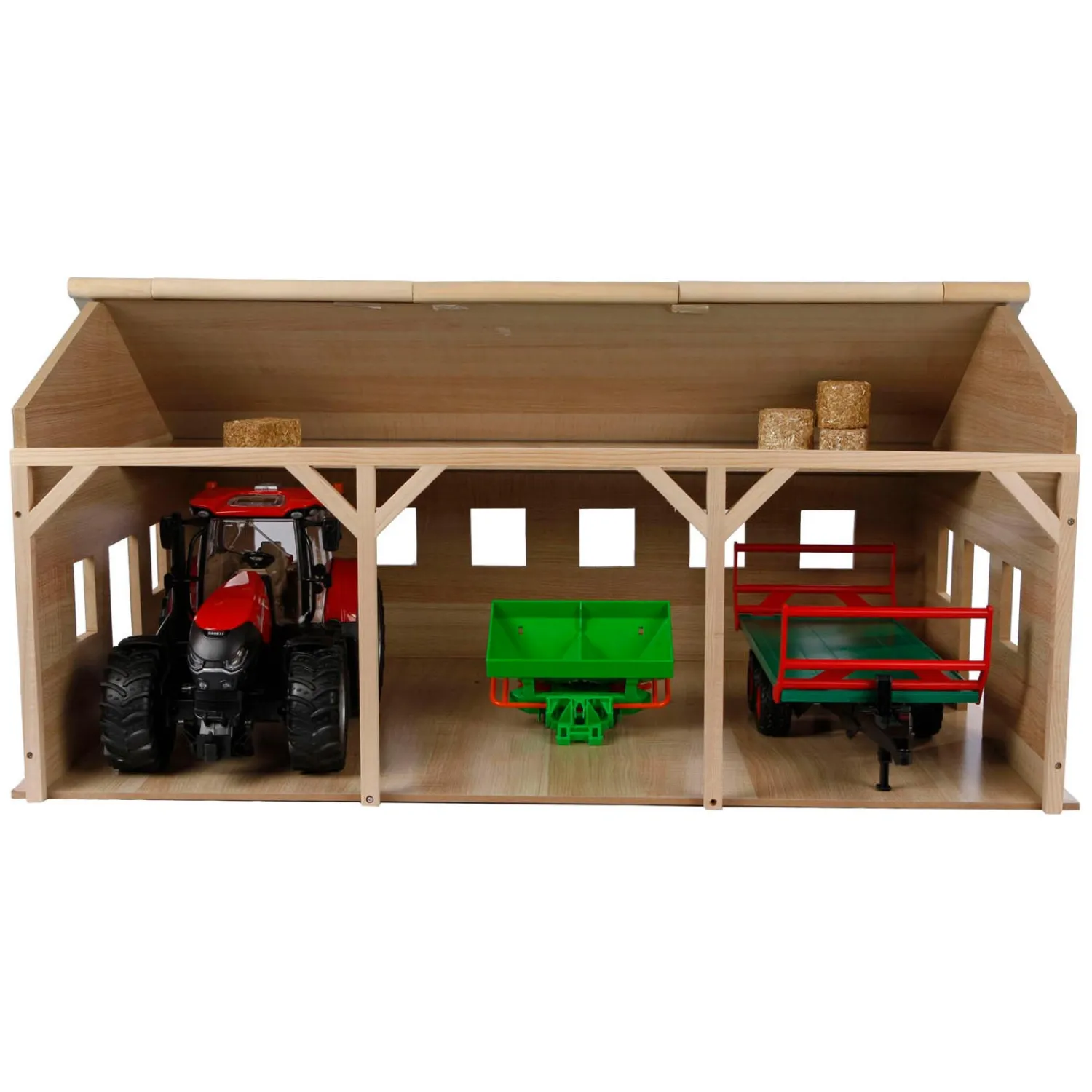 Kids Globe Landbouwloods Hout Voor 3 Tractoren, 1:16 Online