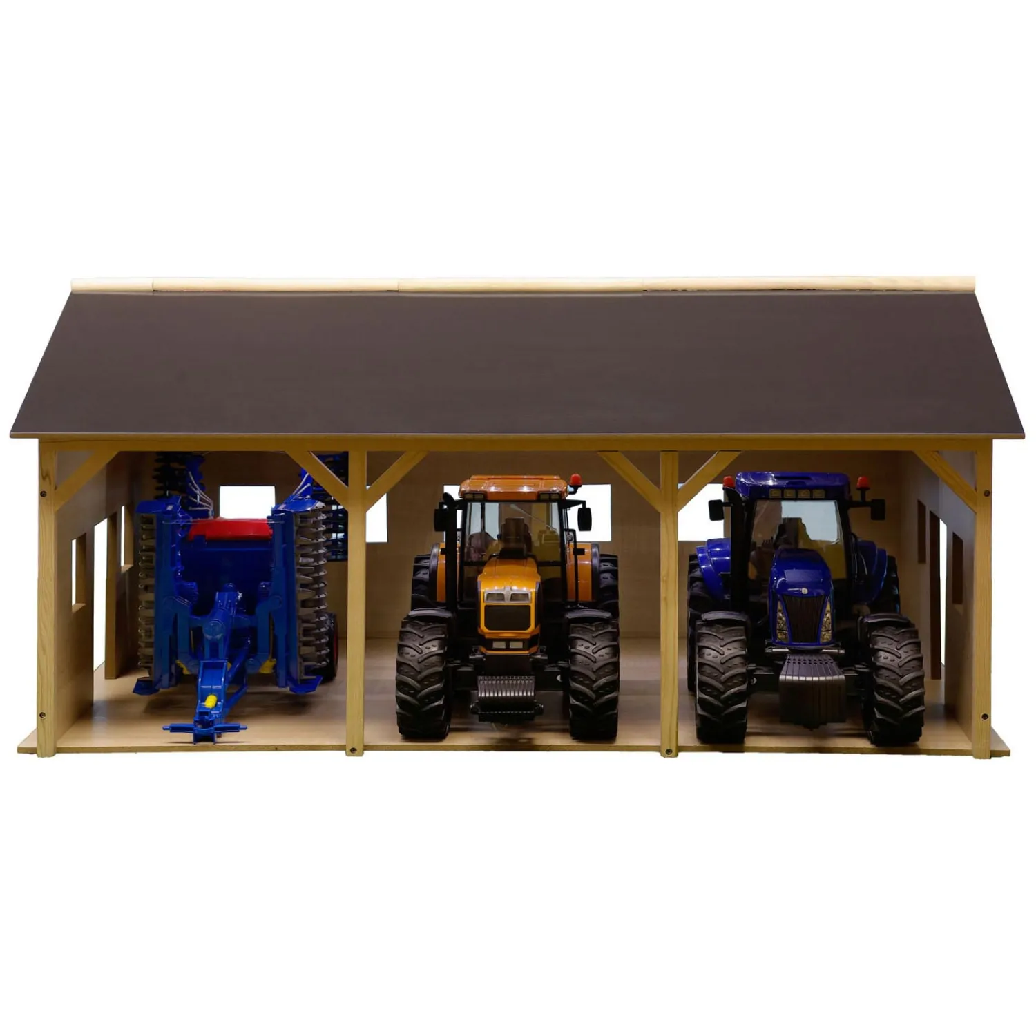 Kids Globe Landbouwloods Hout Voor 3 Tractoren, 1:16 Online